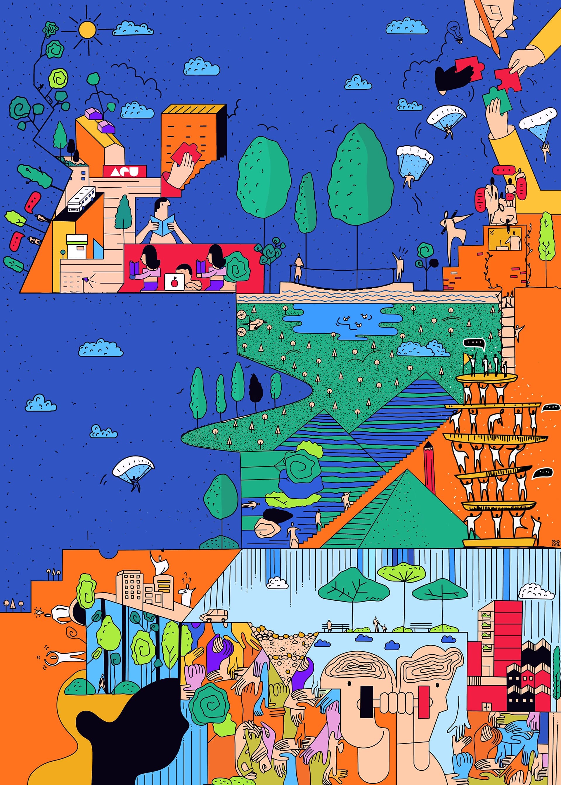 Carteles ilustrados: el valor del trabajo en equipo, imagen 1