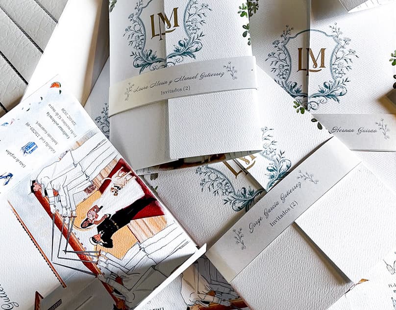 Invitación de boda ilustrada: Un mar de colores