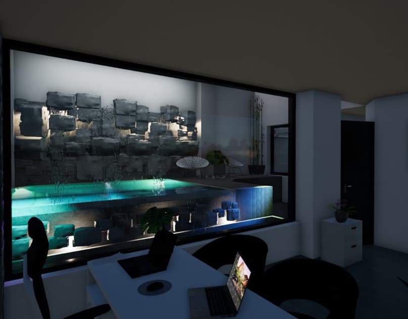 Video de casa de negocios, diseño de piscinas
