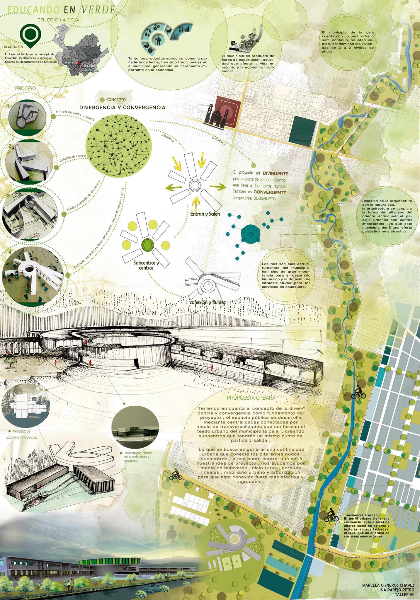 Lamina Arquitectonica Proyecto Colegio la Ceja Antq., imagen 1