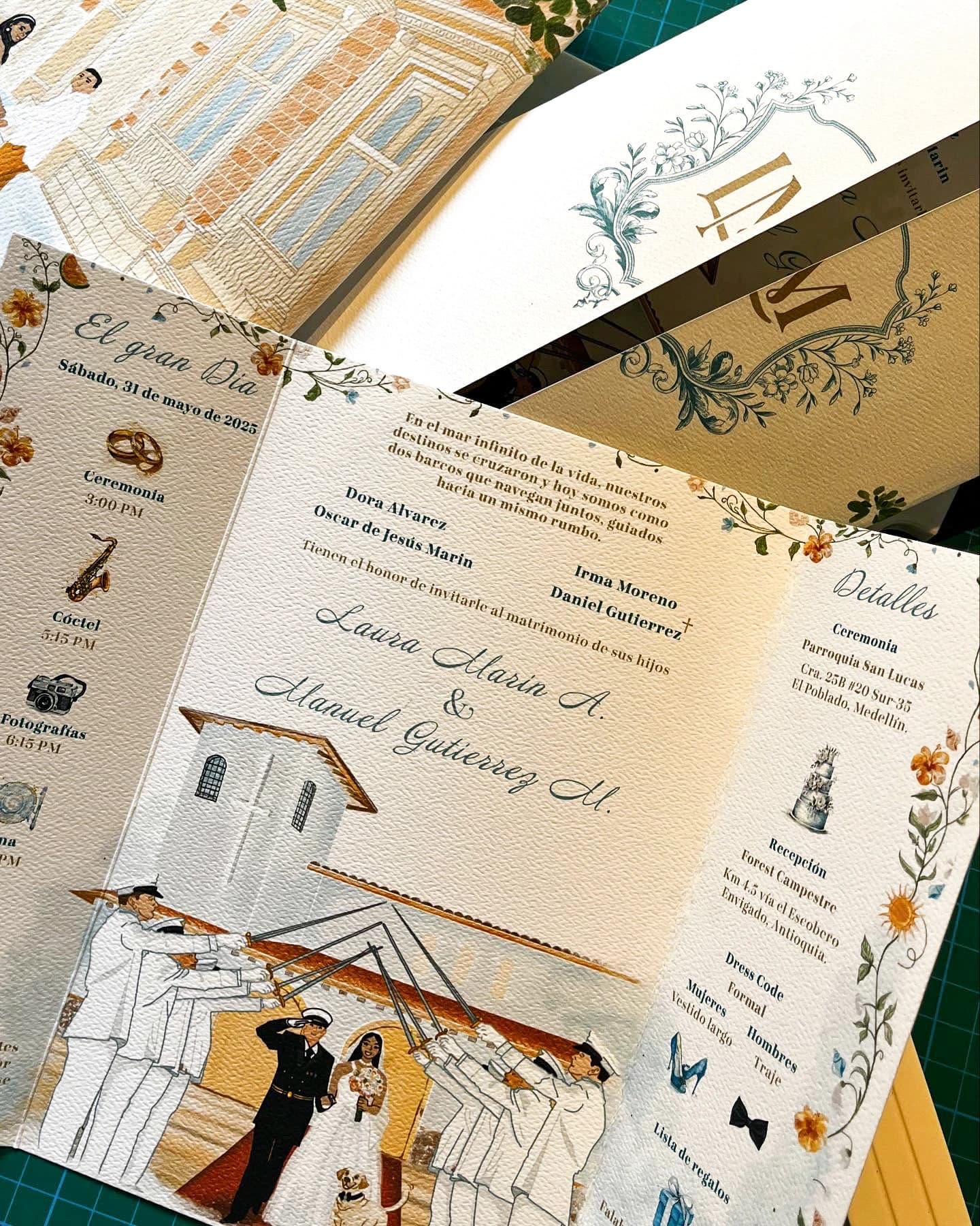Invitación de boda ilustrada: Un mar de colores, imagen 5